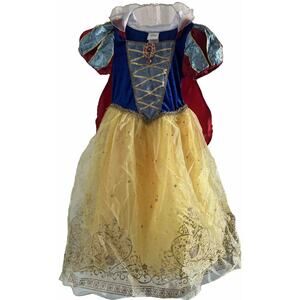 DISNEY STORE Snow White Dress Size Small 5-6 Glittery With Cape EUC